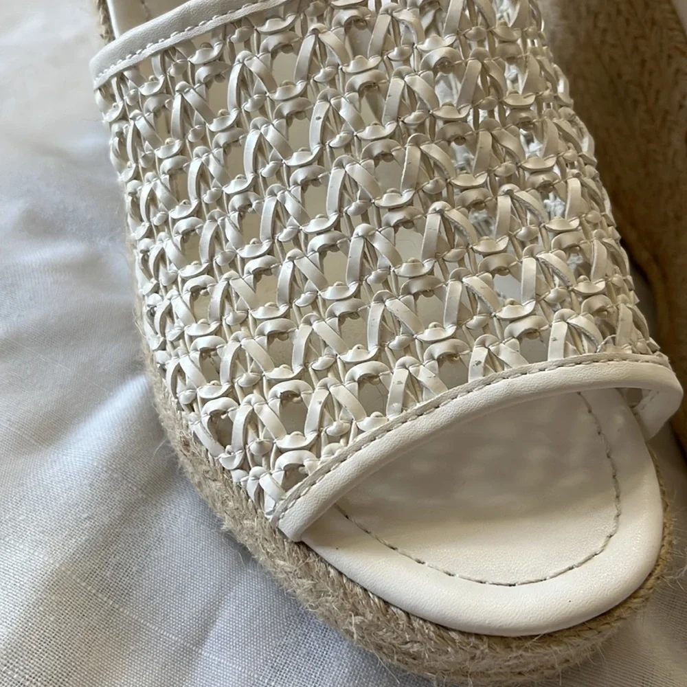 Steve Madden Joni espadrille white wedge platform sandals heels Size 8.5